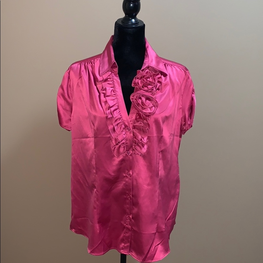 Deep Pink Button Down Blouse